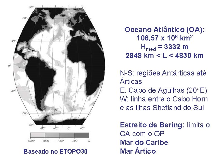 Oceano Atlântico (OA): 106, 57 x 106 km 2 Hmed = 3332 m 2848