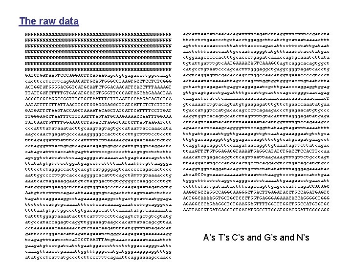 The raw data NNNNNNNNNNNNNNNNNNNNNNNNNNNNNNNNNNNNNNNNNNNNNNNNNN NNNNNNNNNNNNNNNNNNNNNNNNNNNNNNNNNNNNNNNNNNNNNNNNNN GATCTGATAAGTCCCAGGACTTCAGAAGagctgtgagaccttggccaagt cacttcctccttcag. GAACATTGCAGTGGGCCTAAGTGCCTCCTCTCGGG ACTGGTATGGGGACGGTCATGCAATCTGGACAACATTCACCTTTAAAAGT TTATTGATCTTTTGTGACATGCACGTGGGTTCCCAGTAGCAAGAAACTAA AGGGTCGCAGGCCGGTTTCTGCTAATTTCTTTAATTCCAAGACAGTCTCA AATATTTTCTTATTAACTTCCTGGAGGCTTATCATTCTCTCTTTTG GATGATTCTAAGTACCAGCTAAAATACAGCTATCATTTTCCTTGAT TTGGGAGCCTAATTTCTTTAATTTAGTATGCAAGAAAACCAATTTGGAAA