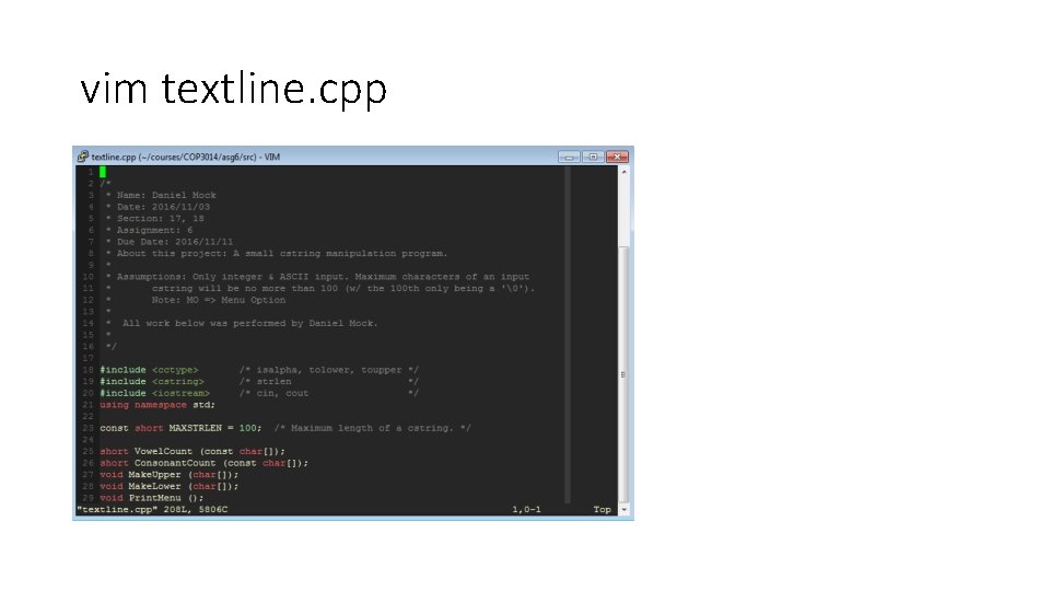 vim textline. cpp 