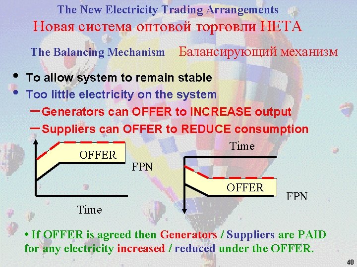 The New Electricity Trading Arrangements Новая система оптовой торговли НЕТА The Balancing Mechanism •