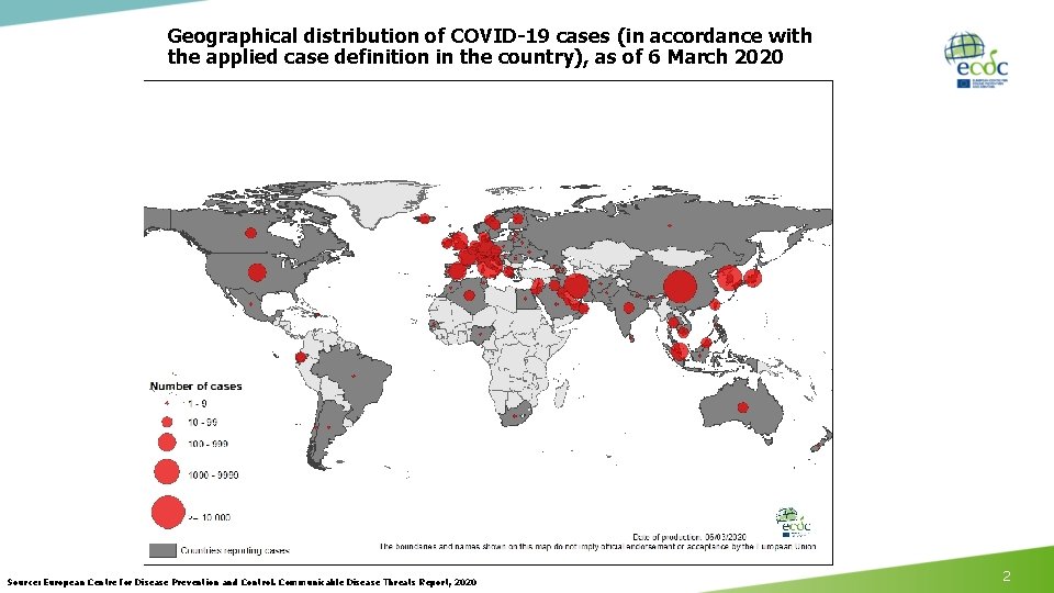 Geographical distribution of COVID-19 cases (in accordance with the applied case definition in the