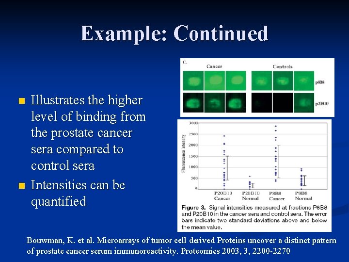 Example: Continued n n Illustrates the higher level of binding from the prostate cancer