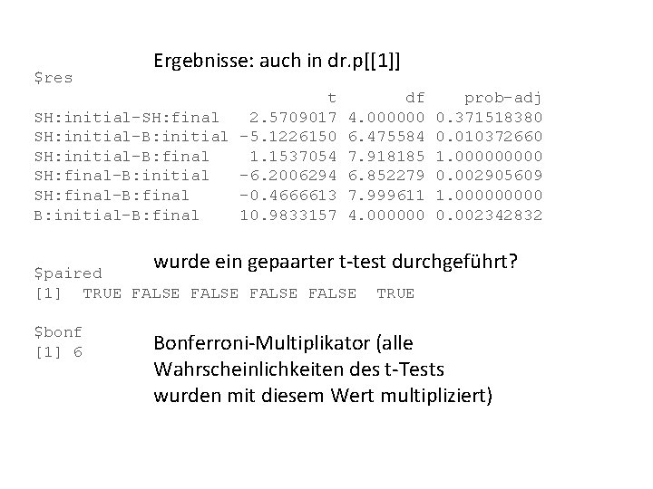 $res Ergebnisse: auch in dr. p[[1]] t SH: initial-SH: final 2. 5709017 SH: initial-B: