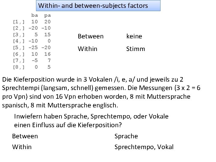 Within- and between-subjects factors [1, ] [2, ] [3, ] [4, ] [5, ]