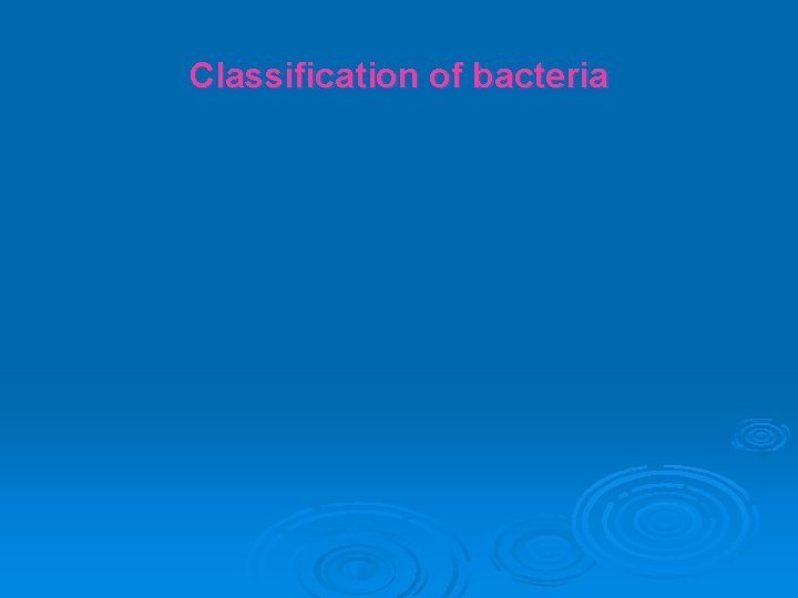 Classification of bacteria 