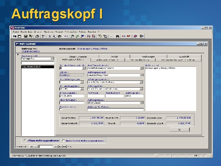 Auftragskopf I 