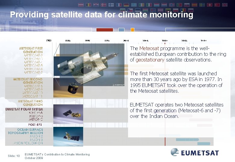 Providing satellite data for climate monitoring The Meteosat programme is the wellestablished European contribution