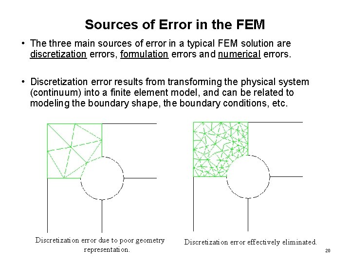 Sources of Error in the FEM • The three main sources of error in