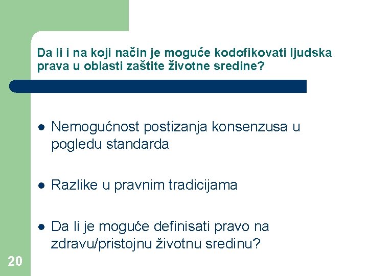 Da li i na koji način je moguće kodofikovati ljudska prava u oblasti zaštite