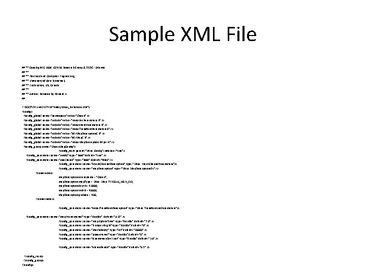 Sample XML File ## ** Copy. Right(c) 2009: COBRA Research Group & DRDC -