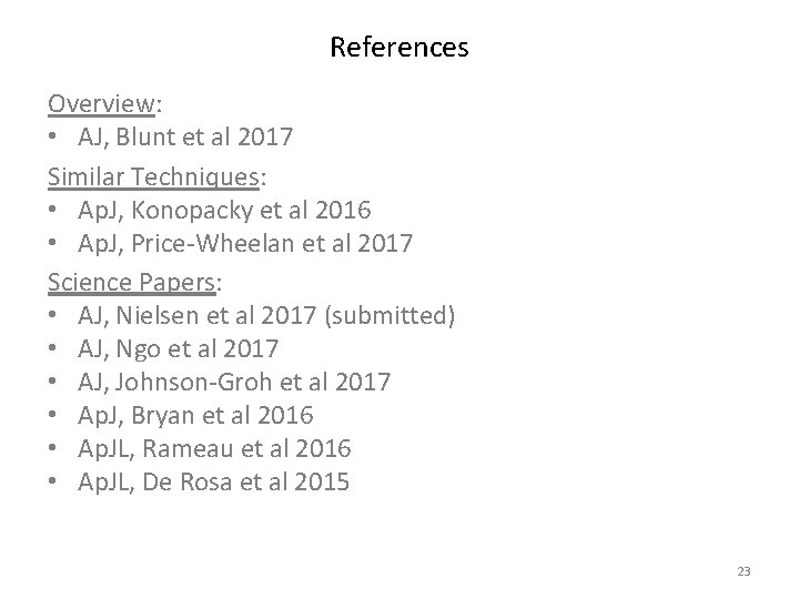 References Overview: • AJ, Blunt et al 2017 Similar Techniques: • Ap. J, Konopacky