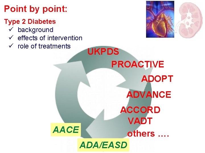 Point by point: Type 2 Diabetes ü background ü effects of intervention ü role