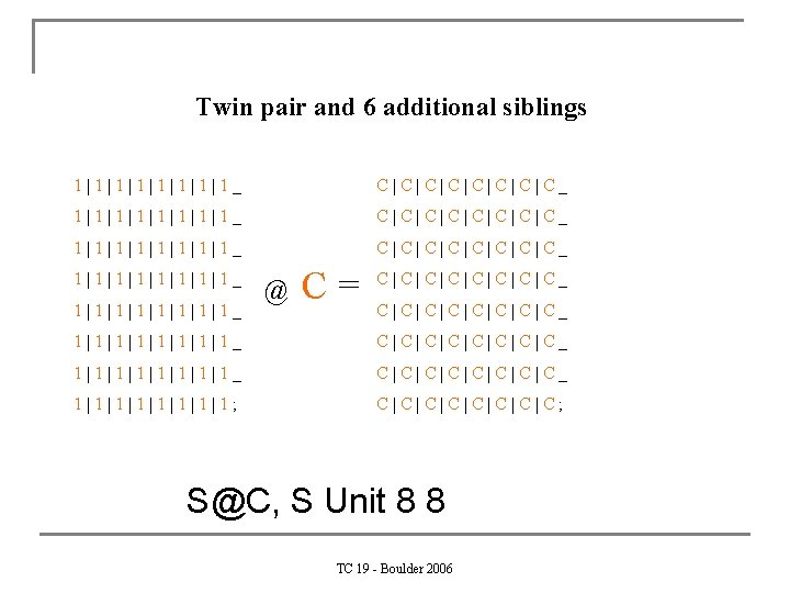 Twin pair and 6 additional siblings 1|1|1|1|1|1|1|1_ C|C|C|C|C|C|C|C_ 1|1|1|1|1_ C|C|C|C|C_ 1|1|1|1|1|1|1|1_ @ C= C|C|C|C|C|C|C|C_