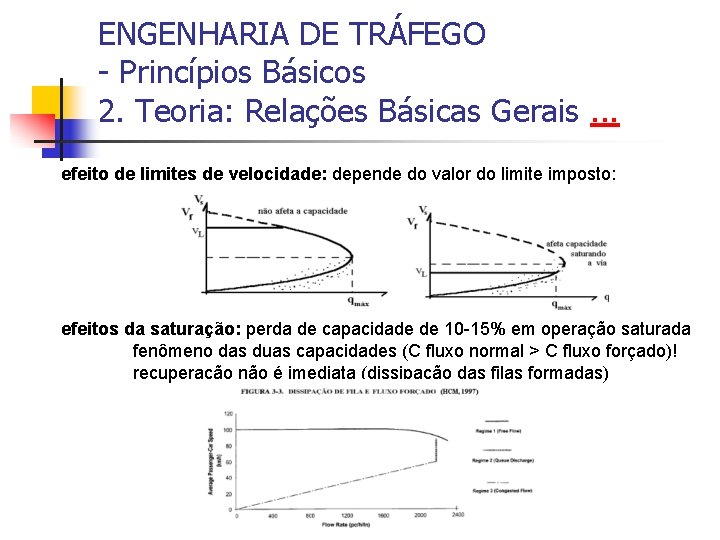 ENGENHARIA DE TRÁFEGO - Princípios Básicos 2. Teoria: Relações Básicas Gerais. . . efeito