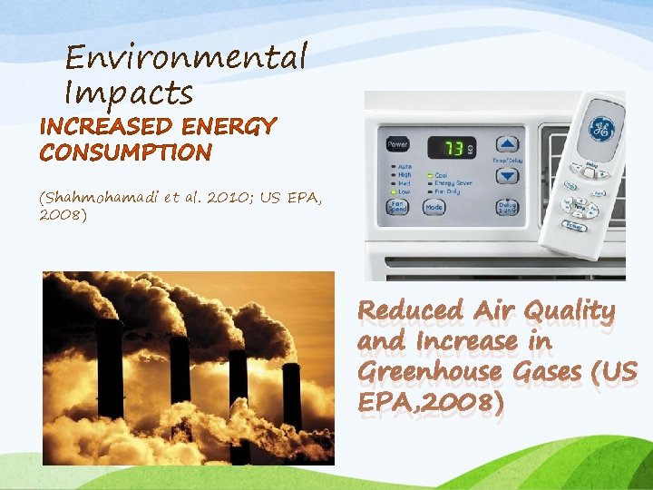 Environmental Impacts (Shahmohamadi et al. 2010; US EPA, 2008) Reduced Air Quality and Increase