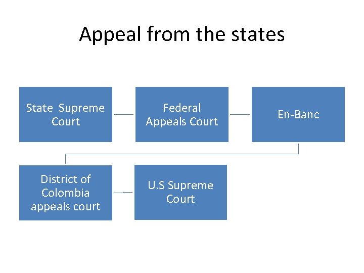 Appeal from the states State Supreme Court Federal Appeals Court District of Colombia appeals