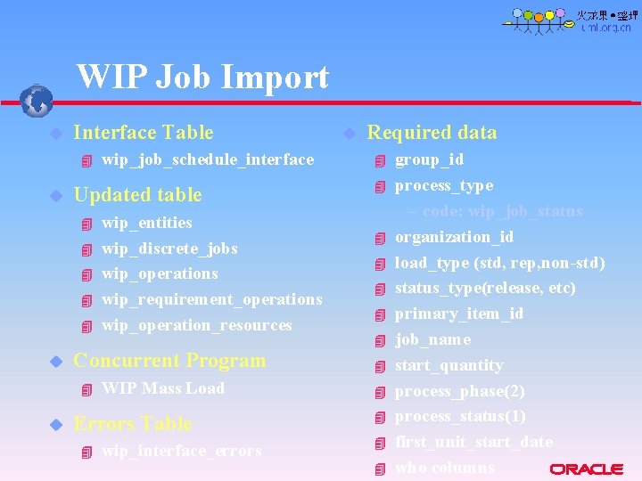 WIP Job Import u Interface Table 4 u Updated table 4 4 4 u WIP Job Import u Interface Table 4 u Updated table 4 4 4 u