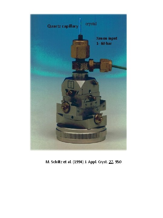 Quartz capillary crystal Xenon input 1 - 60 bar M. Schiltz et al. (1994)