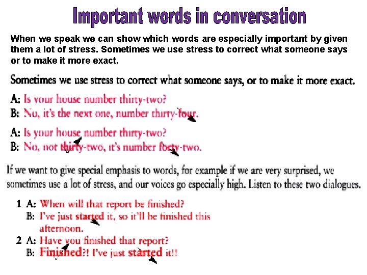 When we speak we can show which words are especially important by given them