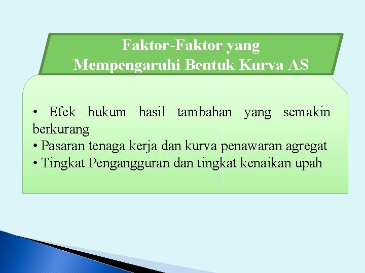 Faktor-Faktor yang Mempengaruhi Bentuk Kurva AS • Efek hukum hasil tambahan yang semakin berkurang