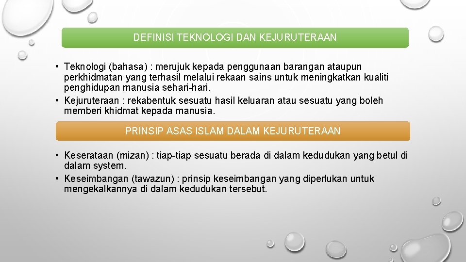 DEFINISI TEKNOLOGI DAN KEJURUTERAAN • Teknologi (bahasa) : merujuk kepada penggunaan barangan ataupun perkhidmatan DEFINISI TEKNOLOGI DAN KEJURUTERAAN • Teknologi (bahasa) : merujuk kepada penggunaan barangan ataupun perkhidmatan
