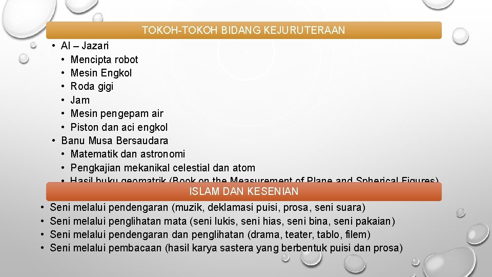 TOKOH-TOKOH BIDANG KEJURUTERAAN • Al – Jazari • Mencipta robot • Mesin Engkol • TOKOH-TOKOH BIDANG KEJURUTERAAN • Al – Jazari • Mencipta robot • Mesin Engkol •