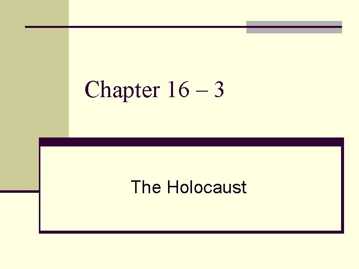 Chapter 16 – 3 The Holocaust 