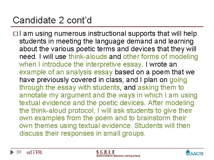 Candidate 2 cont’d �I am using numerous instructional supports that will help students in Candidate 2 cont’d �I am using numerous instructional supports that will help students in