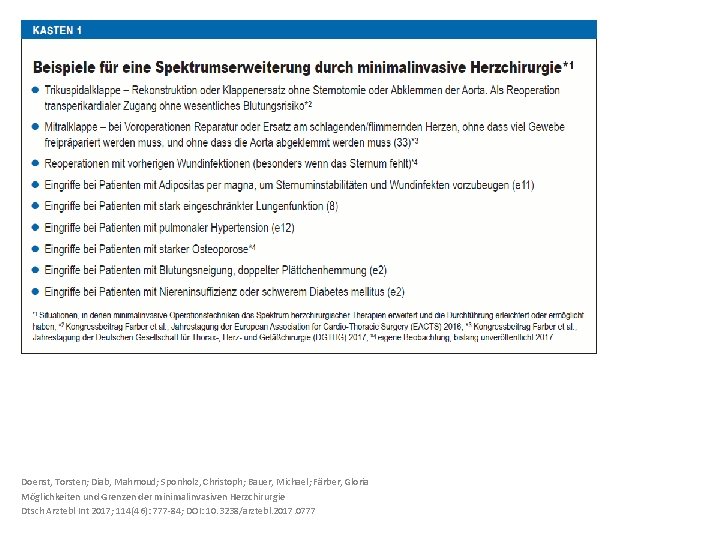 Doenst, Torsten; Diab, Mahmoud; Sponholz, Christoph; Bauer, Michael; Färber, Gloria Möglichkeiten und Grenzen der