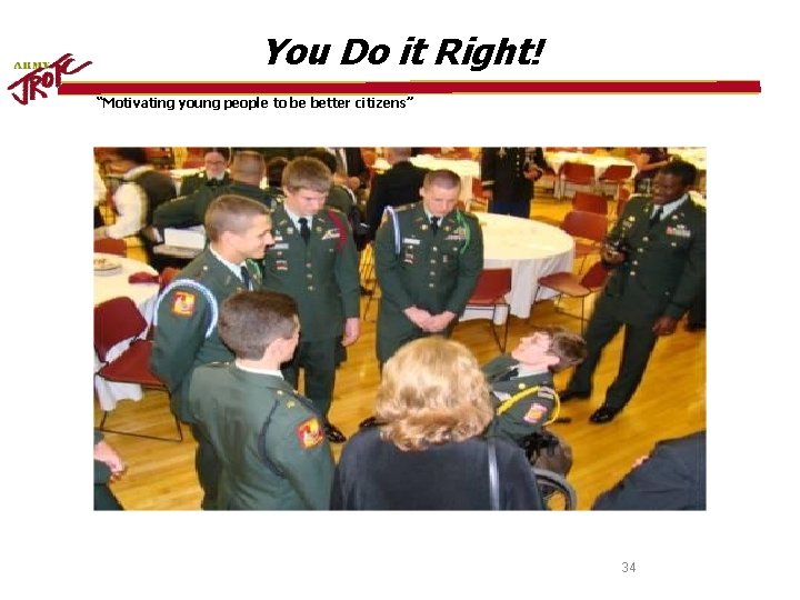 You Do it Right! “Motivating young people to be better citizens” 34 