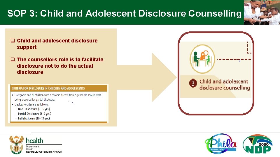SOP 3: Child and Adolescent Disclosure Counselling q Child and adolescent disclosure support q