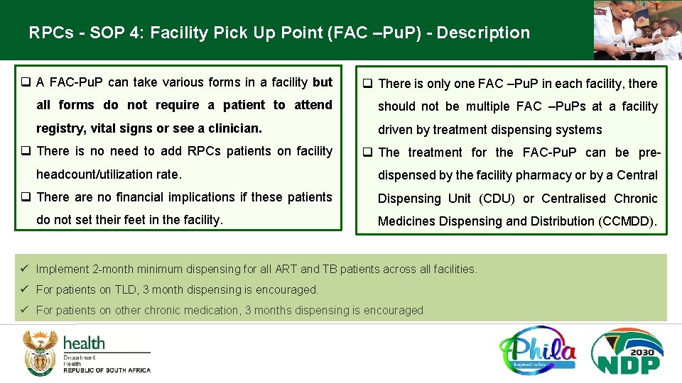 RPCs - SOP 4: Facility Pick Up Point (FAC –Pu. P) - Description q