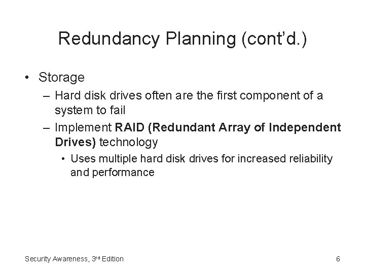 Security Awareness Chapter 6 Enterprise Security Objectives After