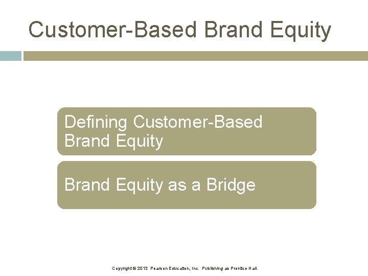 Customer-Based Brand Equity Defining Customer-Based Brand Equity as a Bridge Copyright © 2013 Pearson