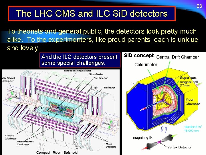 The LHC CMS and ILC Si. D detectors 23 To theorists and general public,
