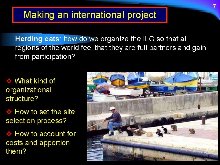Making an international project Herding cats: how do we organize the ILC so that