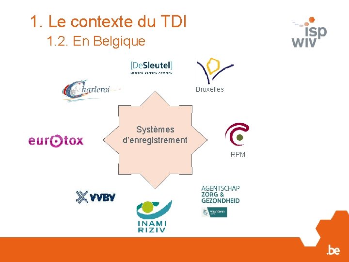 1. Le contexte du TDI 1. 2. En Belgique Bruxelles Systèmes d’enregistrement RPM 