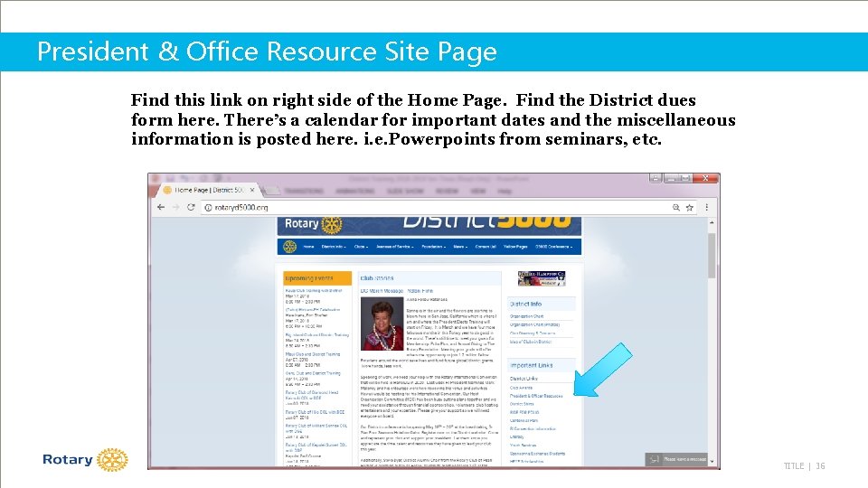 President & Office Resource Site Page Find this link on right side of the