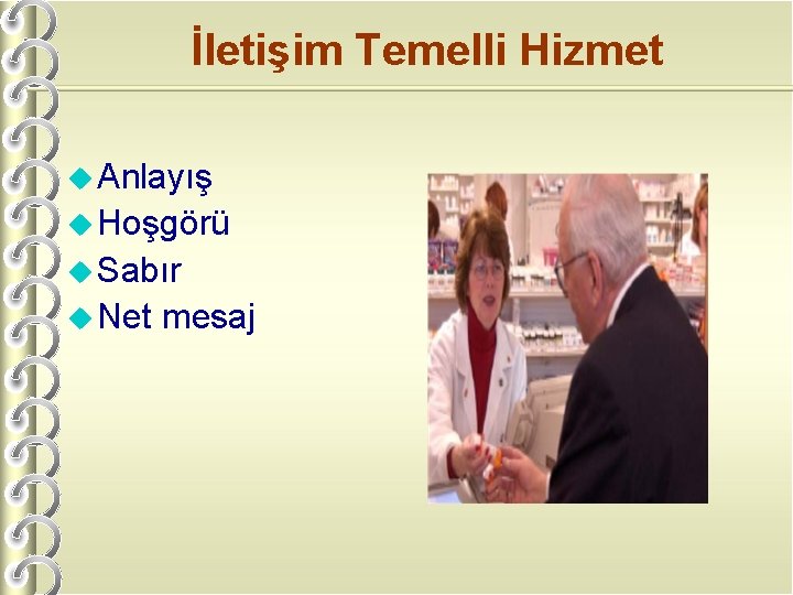 İletişim Temelli Hizmet u Anlayış u Hoşgörü u Sabır u Net mesaj 