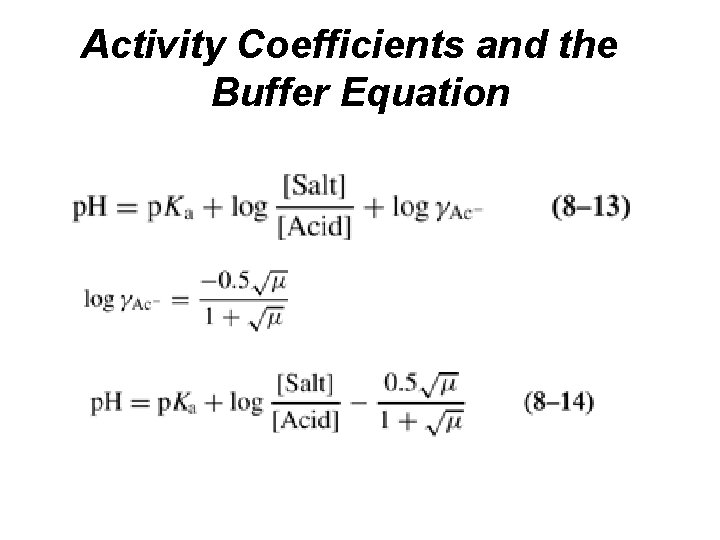 Activity Coefficients and the Buffer Equation 