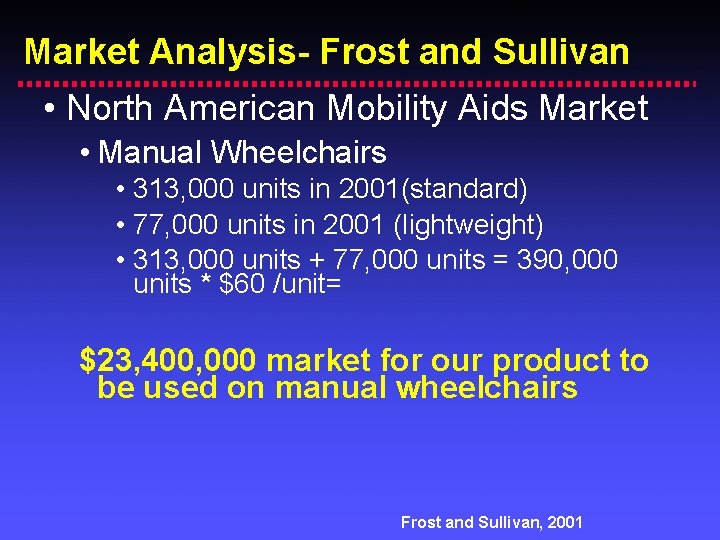 Market Analysis- Frost and Sullivan • North American Mobility Aids Market • Manual Wheelchairs