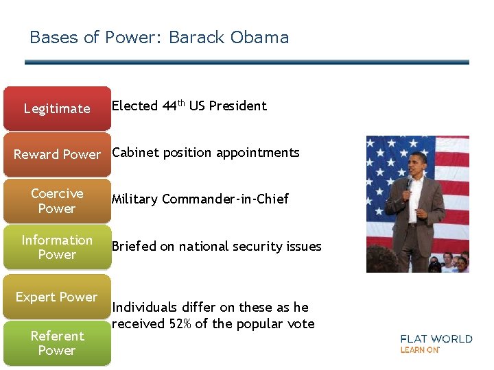 Bases of Power: Barack Obama Legitimate Elected 44 th US President Reward Power Cabinet