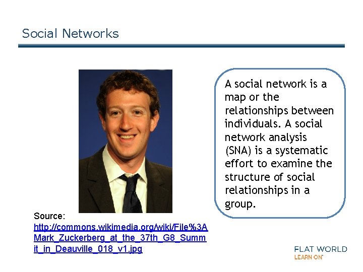 Social Networks A social network is a map or the relationships between individuals. A