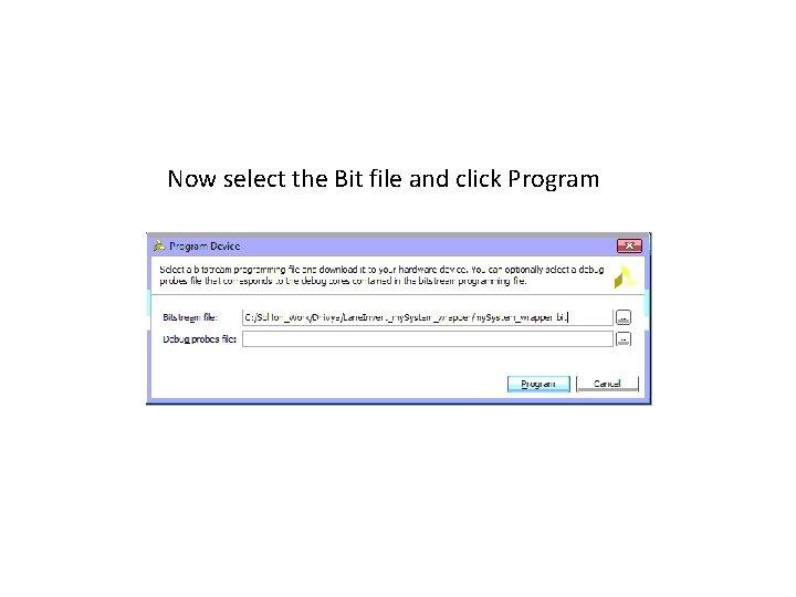 Now select the Bit file and click Program 