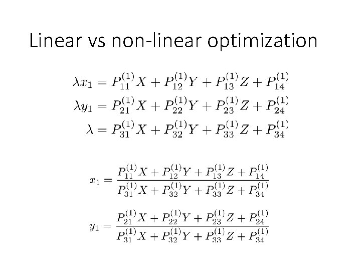 Linear vs non-linear optimization 