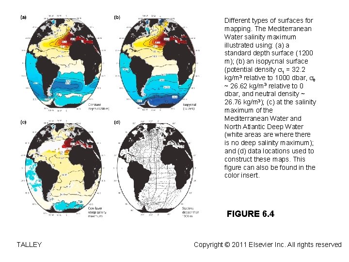 Different types of surfaces for mapping. The Mediterranean Water salinity maximum illustrated using: (a)