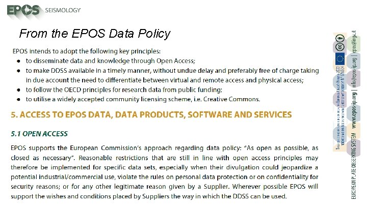 From the EPOS Data Policy 