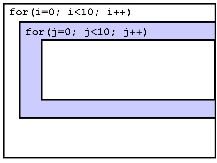 for(i=0; i<10; i++) for(j=0; j<10; j++) 