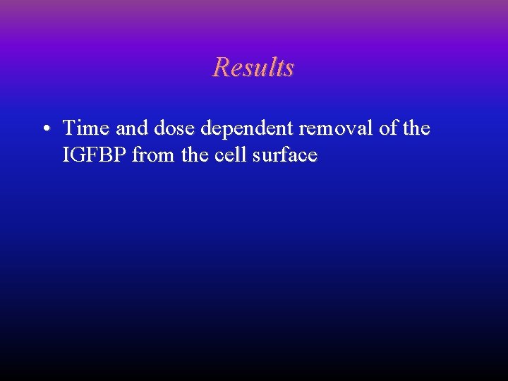 Results • Time and dose dependent removal of the IGFBP from the cell surface