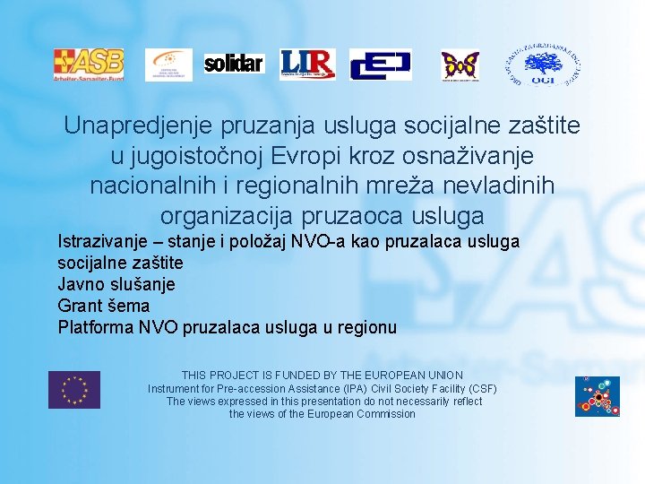 Unapredjenje pruzanja usluga socijalne zaštite u jugoistočnoj Evropi kroz osnaživanje nacionalnih i regionalnih mreža